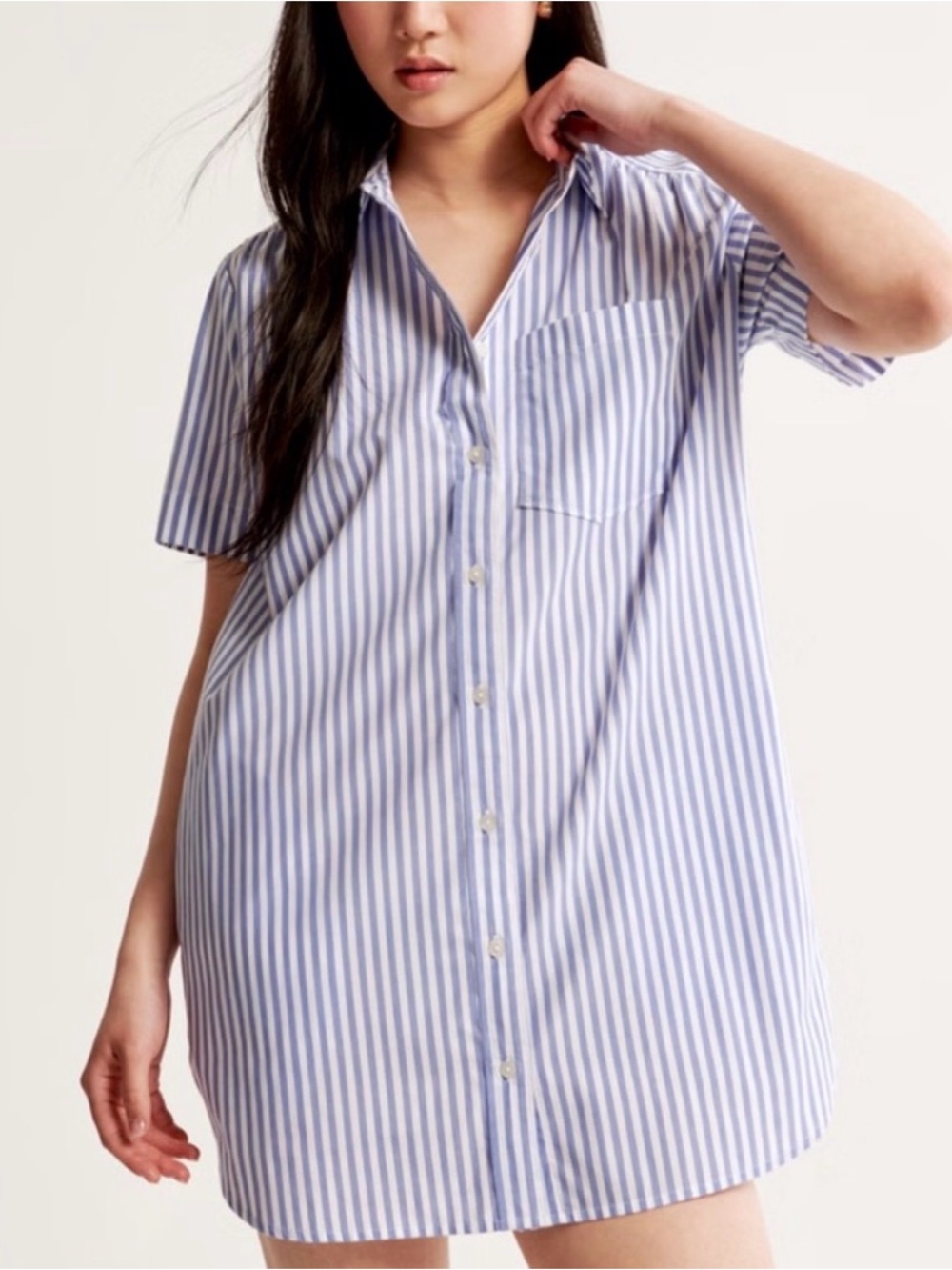 Abercrombie & Fitch Blue and White Striped Button-Down Shirt Dress Size Small
